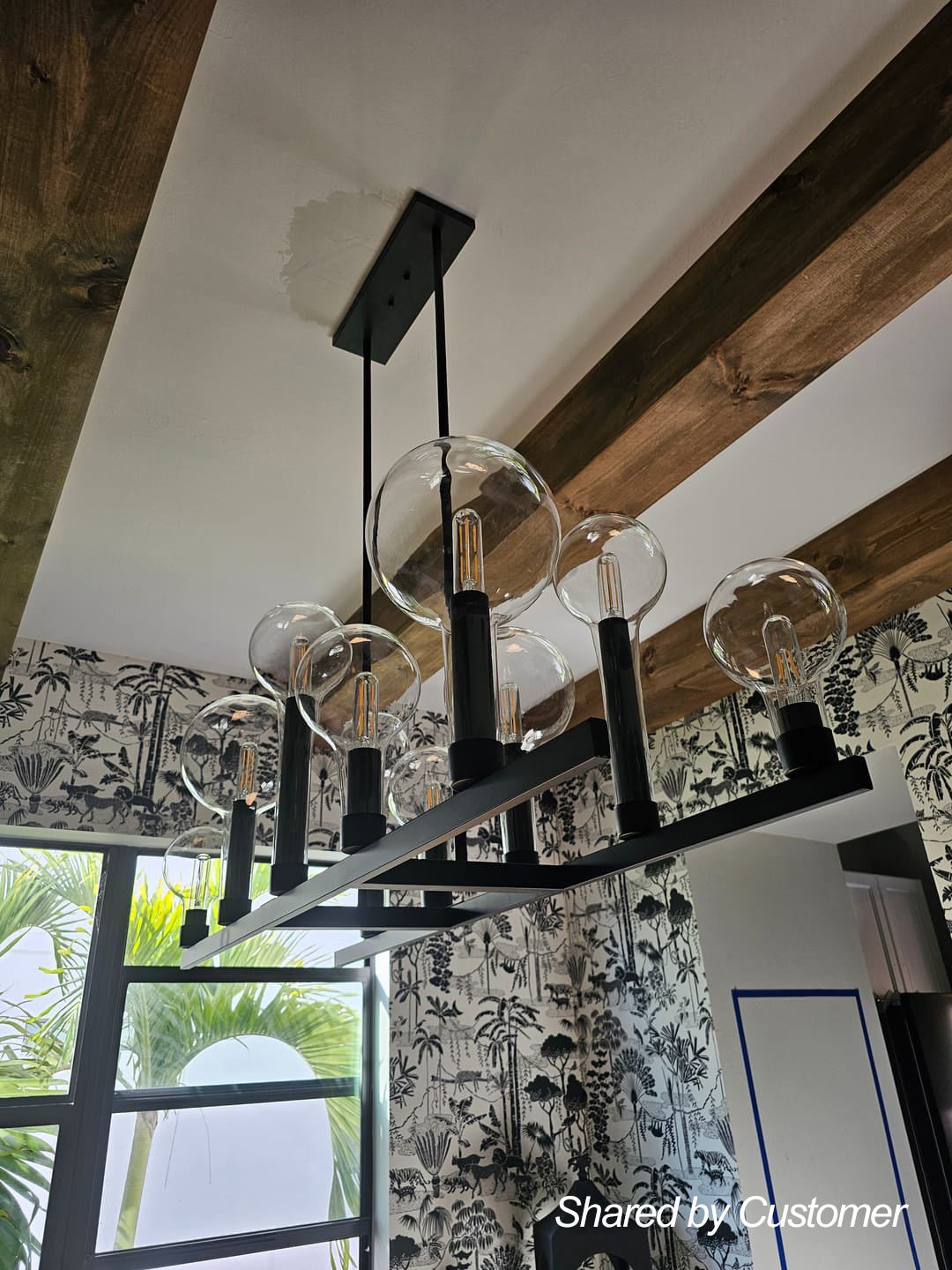 10-Light Clear Glass Bubble Linear Chandelier