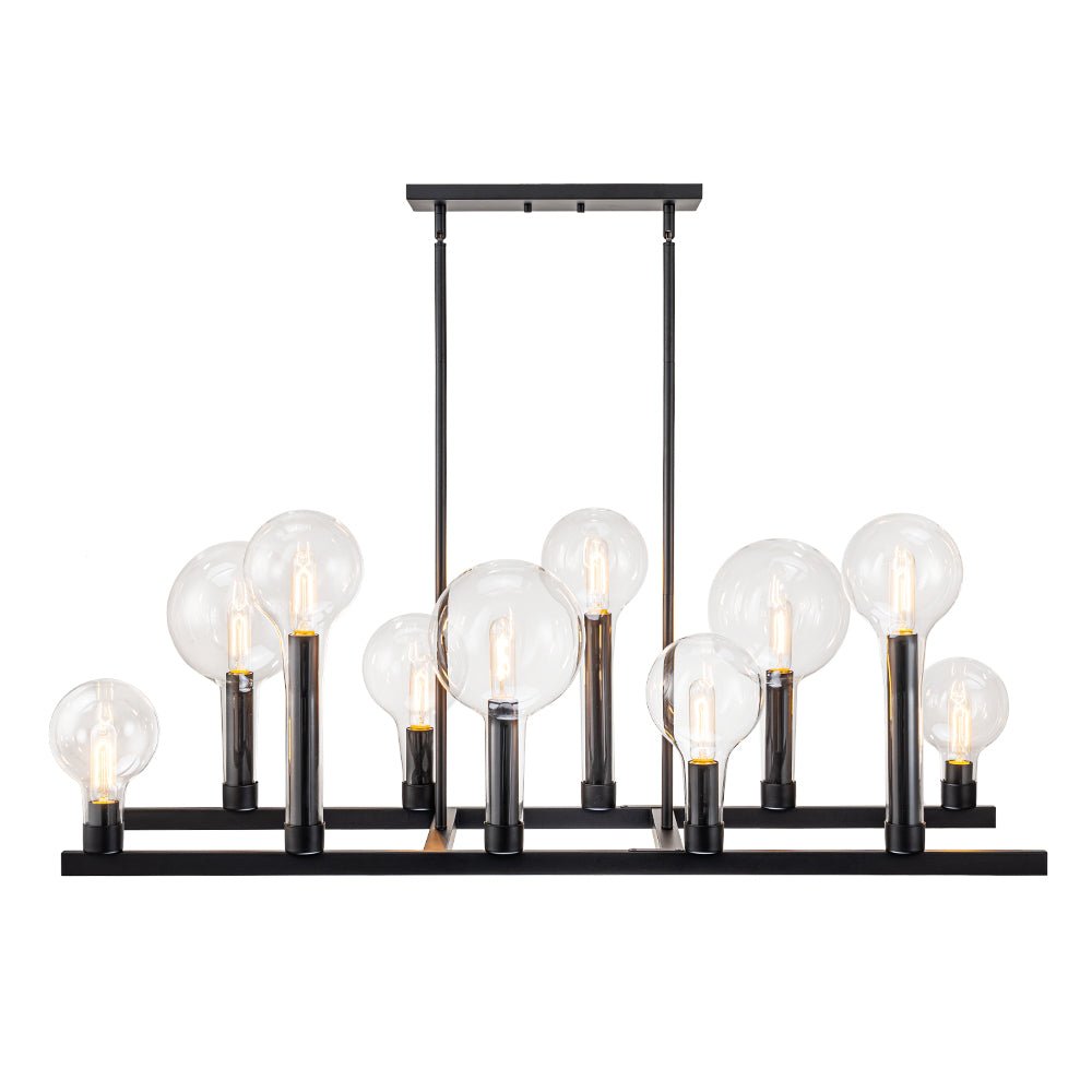 10-Light Clear Glass Bubble Linear Chandelier