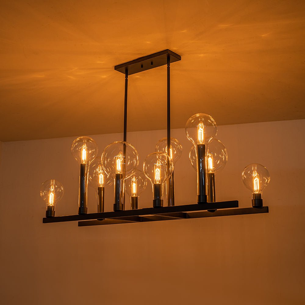 10-Light Clear Glass Bubble Linear Chandelier