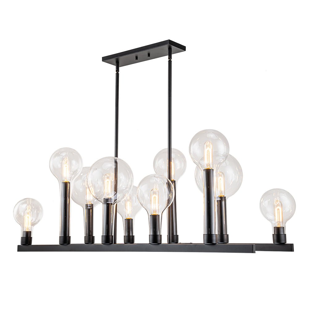 10-Light Clear Glass Bubble Linear Chandelier
