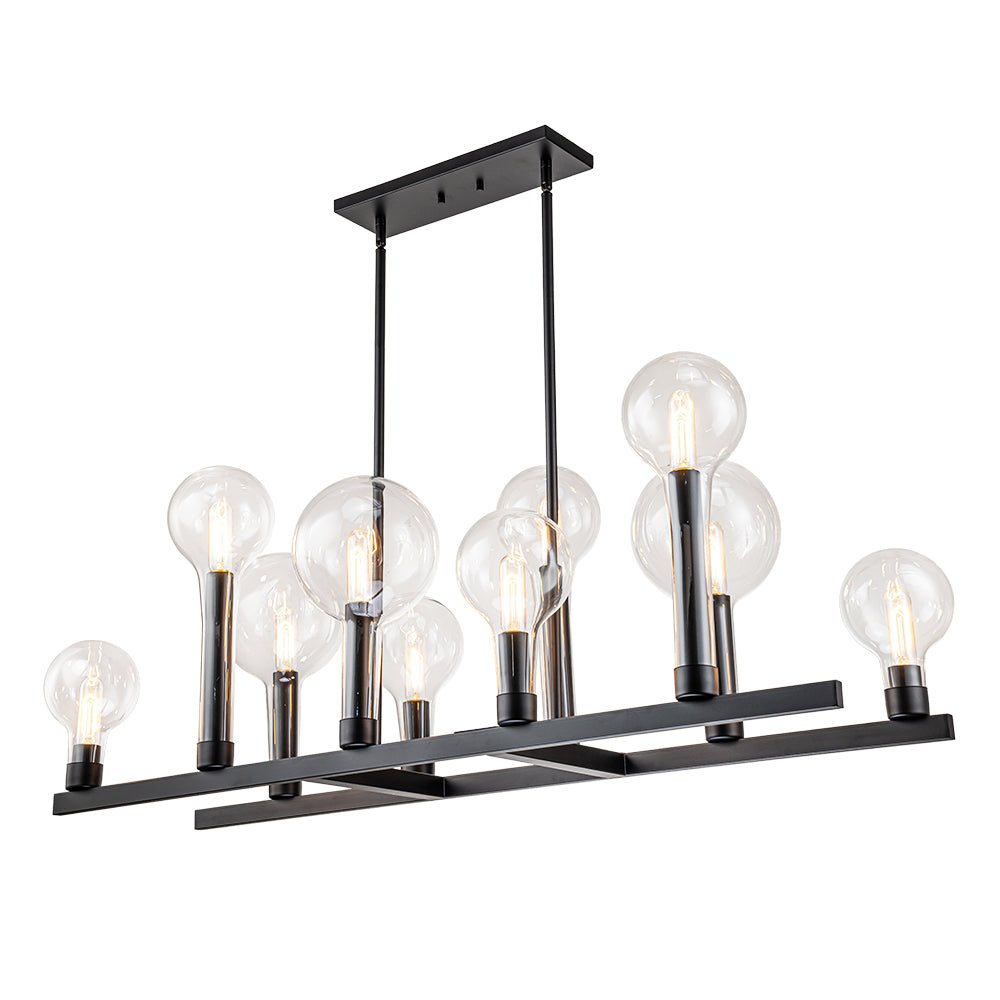 10-Light Clear Glass Bubble Linear Chandelier