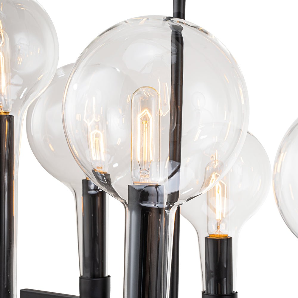 10-Light Clear Glass Bubble Linear Chandelier