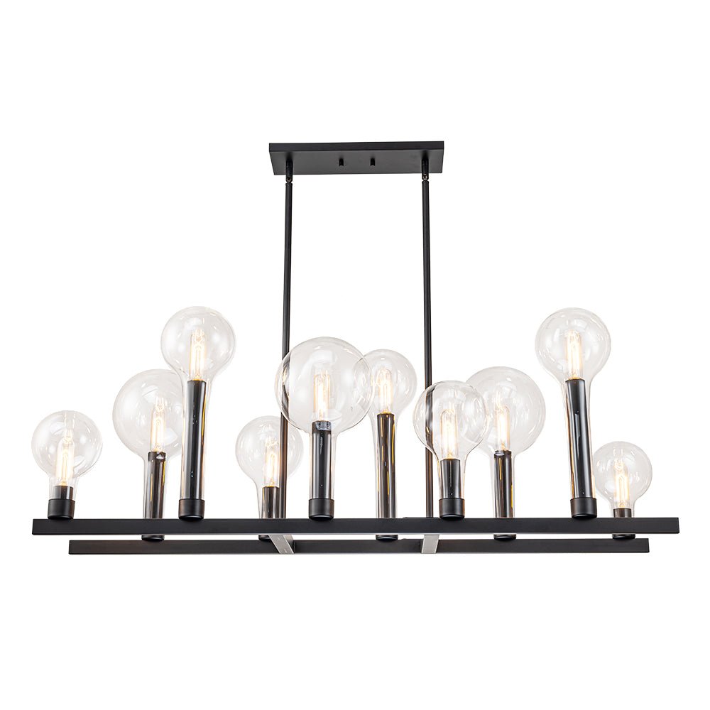 10-Light Clear Glass Bubble Linear Chandelier