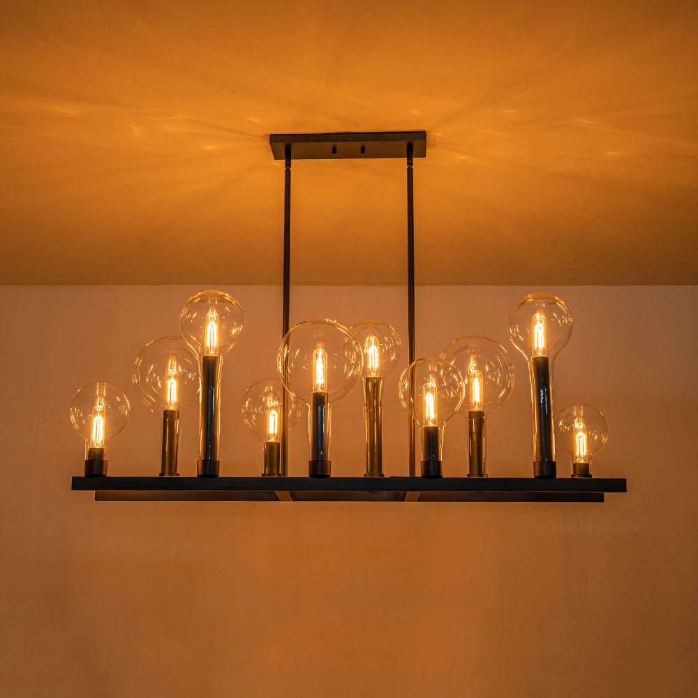 10-Light Clear Glass Bubble Linear Chandelier