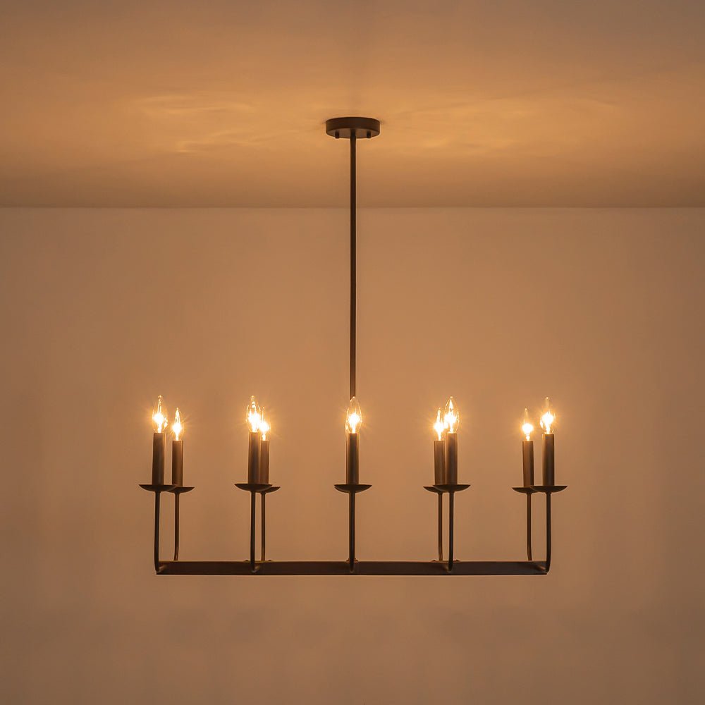 10-Light French Vintage Candle Style Linear Island Chandelier