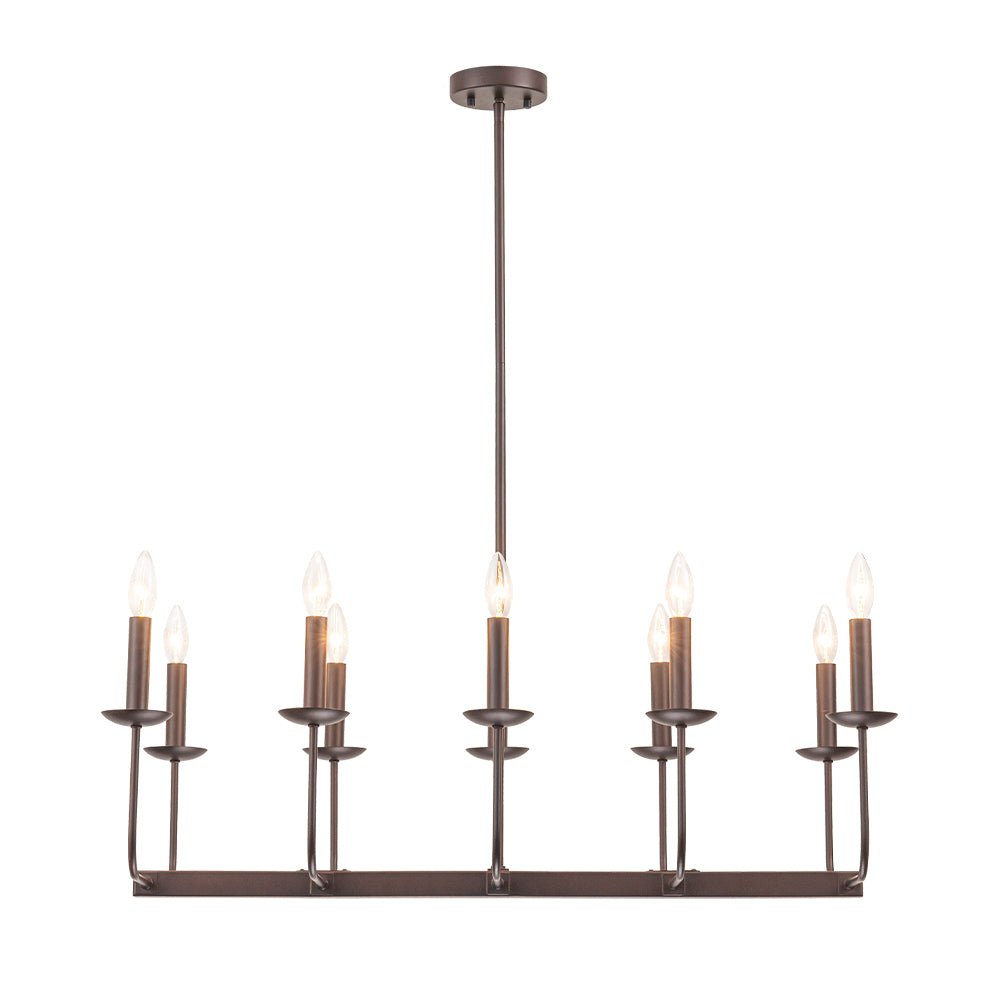 10-Light French Vintage Candle Style Linear Island Chandelier