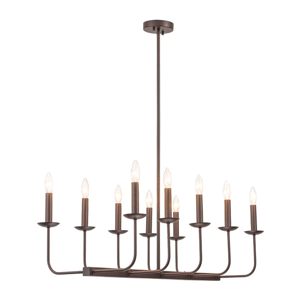 10-Light French Vintage Candle Style Linear Island Chandelier