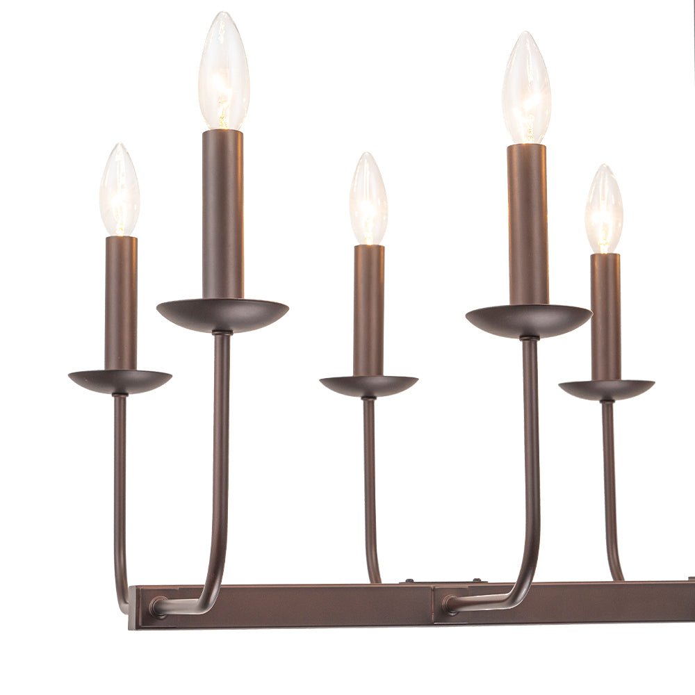 10-Light French Vintage Candle Style Linear Island Chandelier