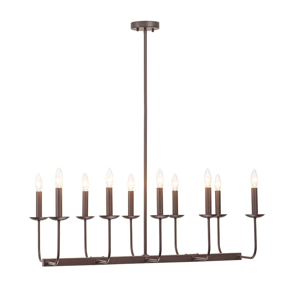 10-Light French Vintage Candle Style Linear Island Chandelier