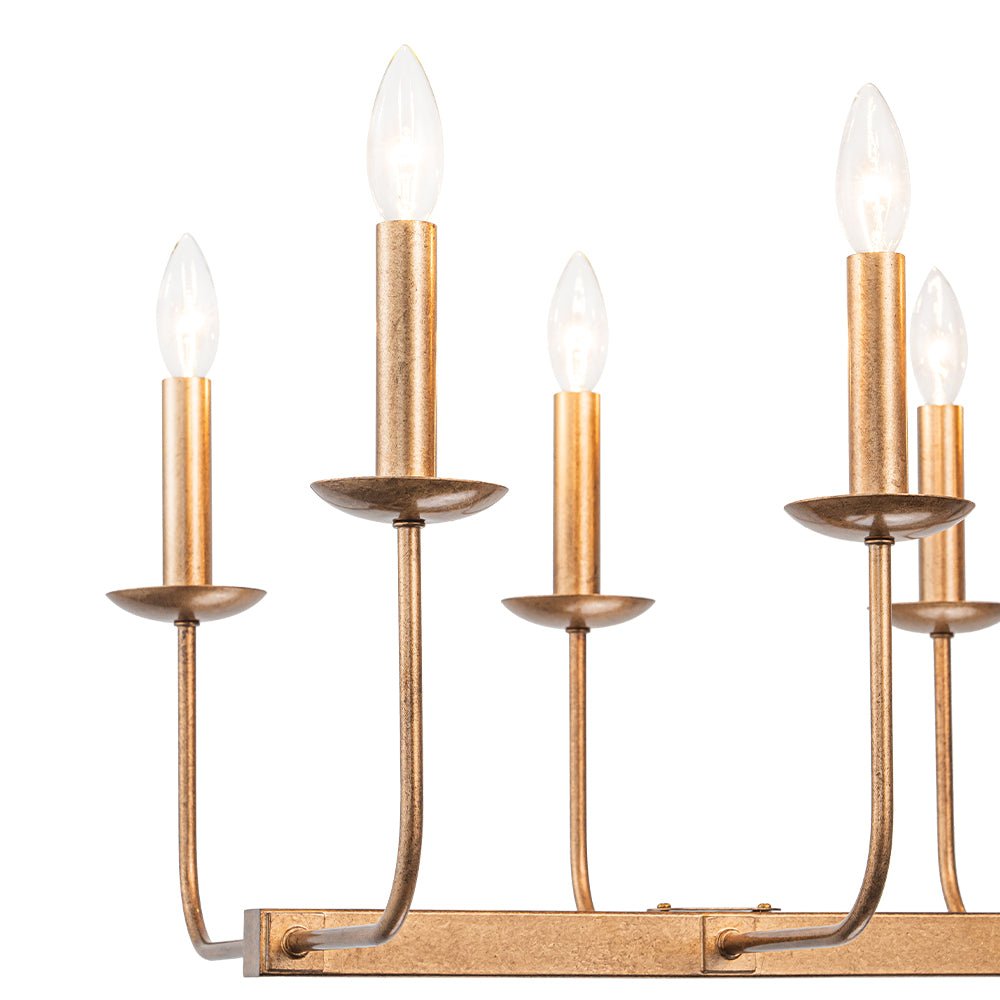10-Light French Vintage Candle Style Linear Island Chandelier