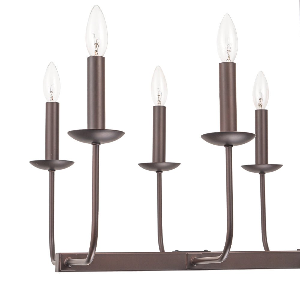 10-Light French Vintage Candle Style Linear Island Chandelier