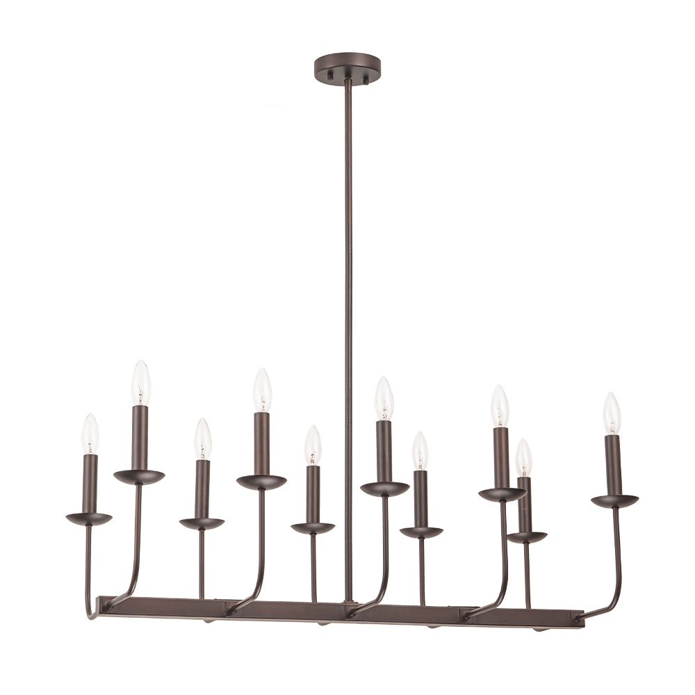 10-Light French Vintage Candle Style Linear Island Chandelier