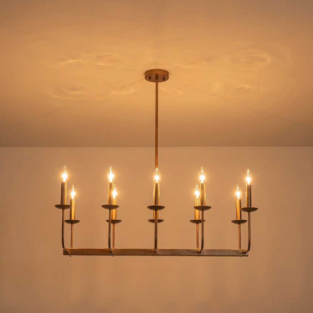 10-Light French Vintage Candle Style Linear Island Chandelier