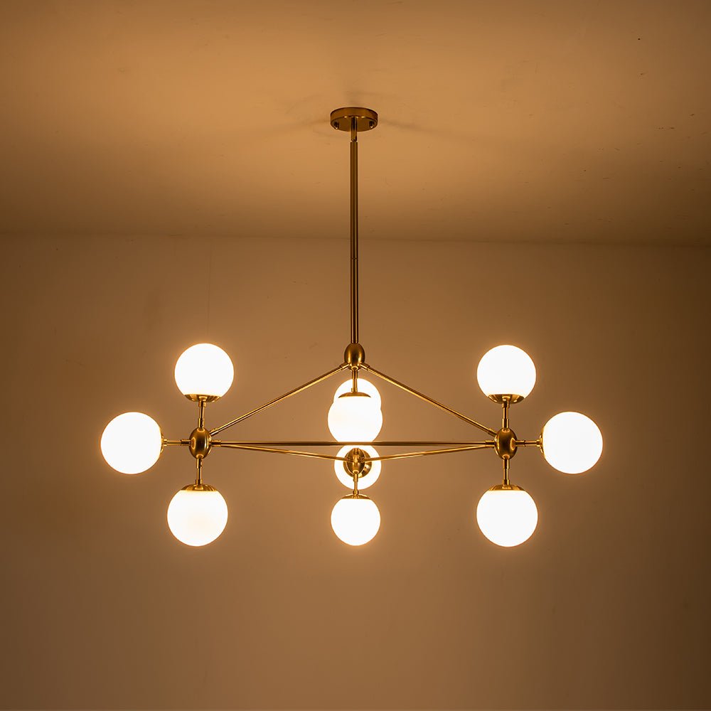 10-Light Frosted Glass Globe Geometric Chandelier