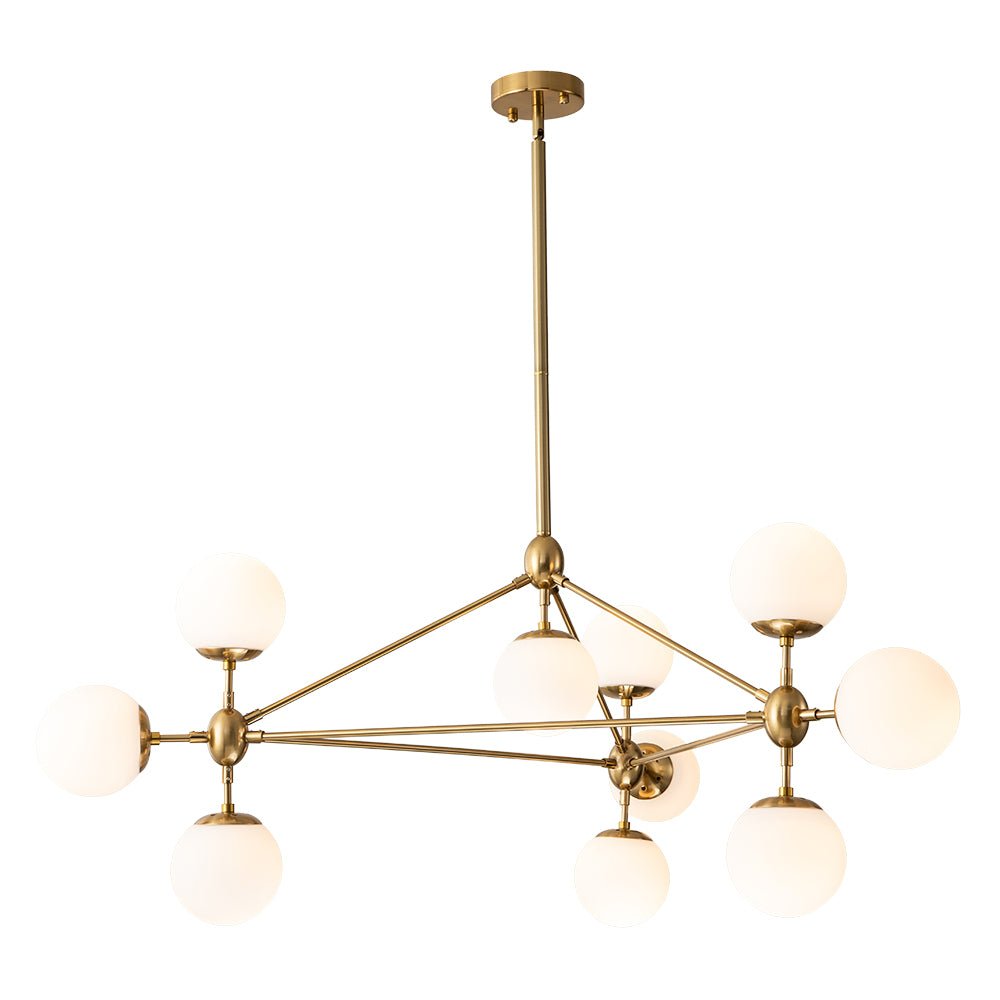 10-Light Frosted Glass Globe Geometric Chandelier