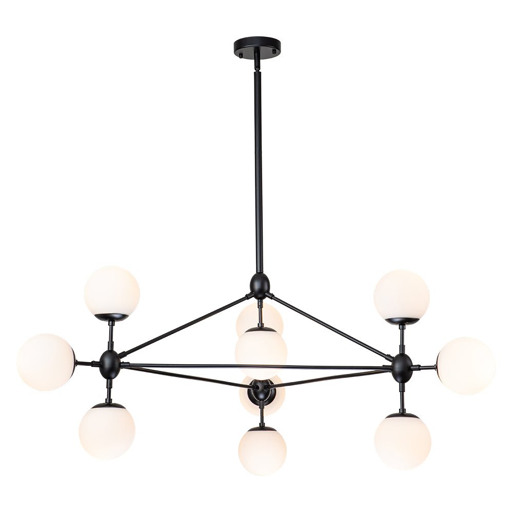 10-Light Frosted Glass Globe Geometric Chandelier