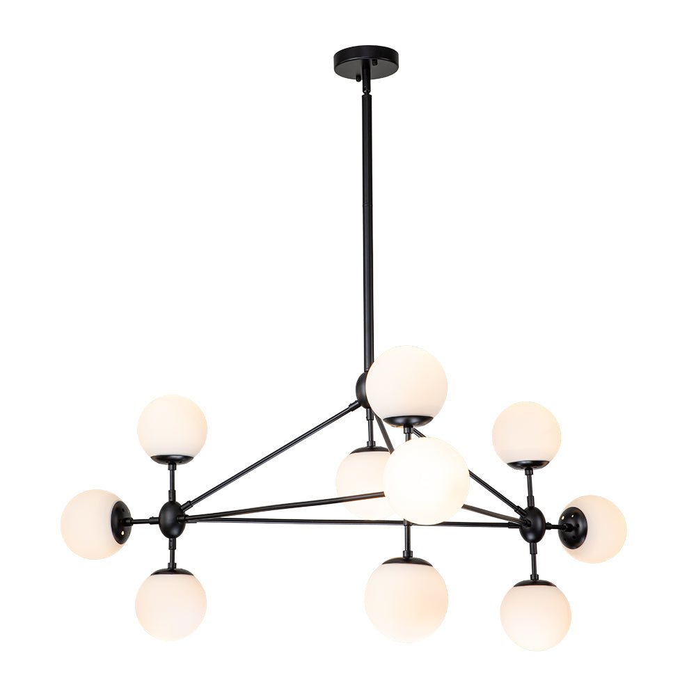 10-Light Frosted Glass Globe Geometric Chandelier