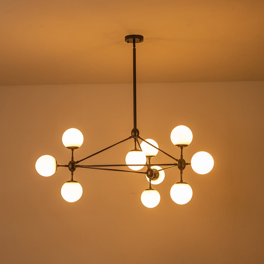 10-Light Frosted Glass Globe Geometric Chandelier