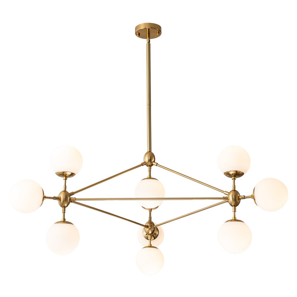 10-Light Frosted Glass Globe Geometric Chandelier