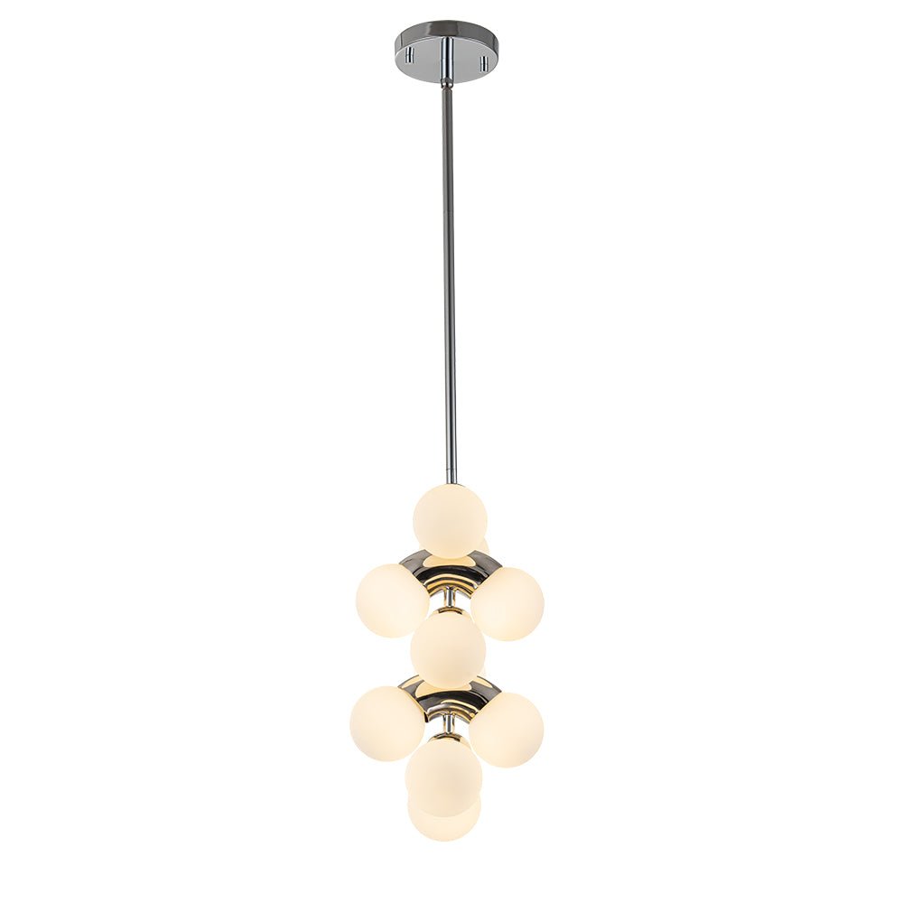 10-Light Pearl Tiered Milky Glass Globe Pendant Light