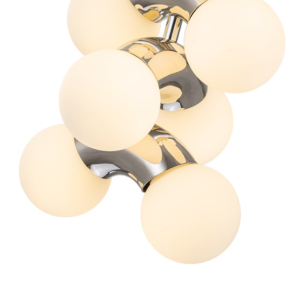 10-Light Pearl Tiered Milky Glass Globe Pendant Light
