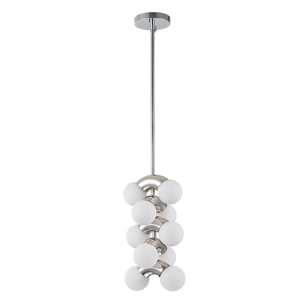 10-Light Pearl Tiered Milky Glass Globe Pendant Light