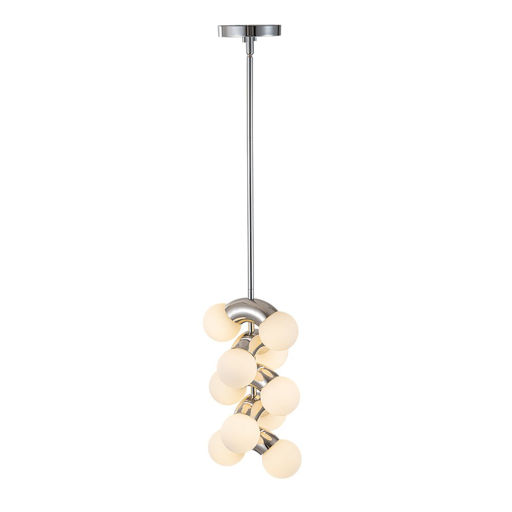 10-Light Pearl Tiered Milky Glass Globe Pendant Light