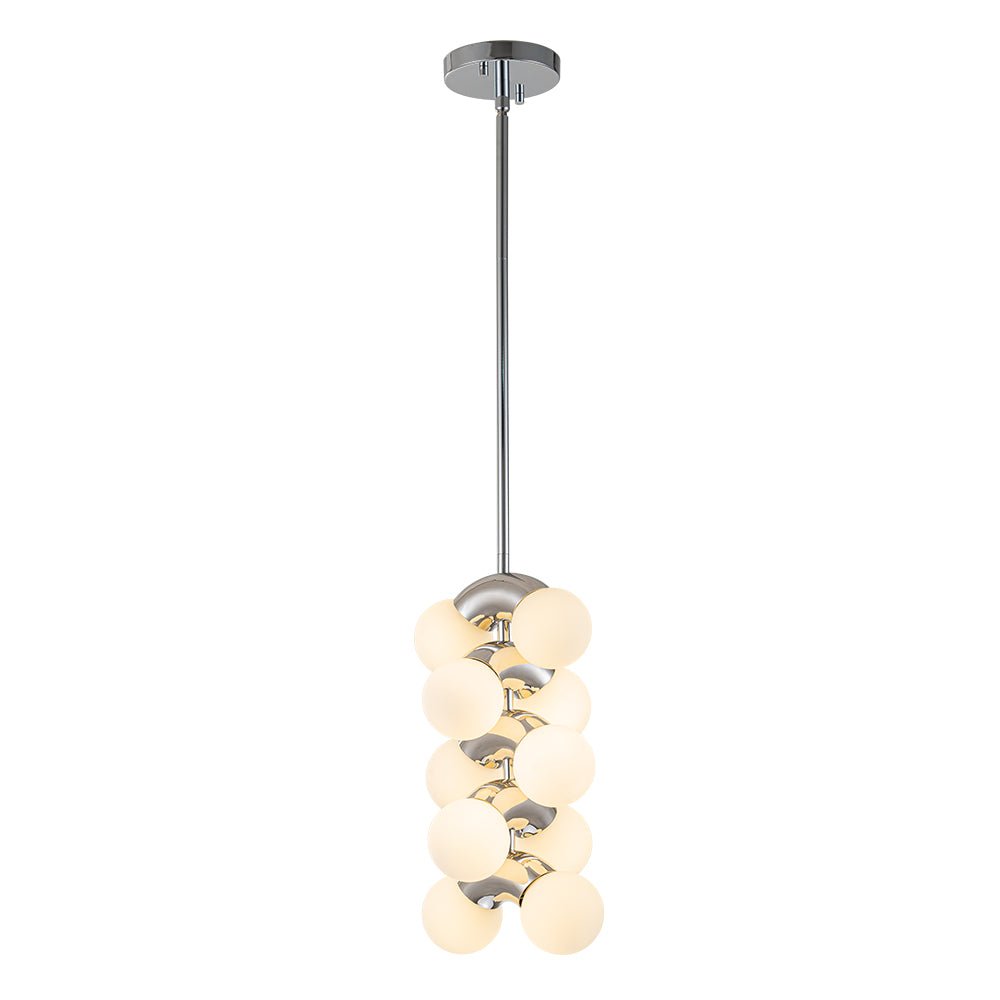 10-Light Pearl Tiered Milky Glass Globe Pendant Light