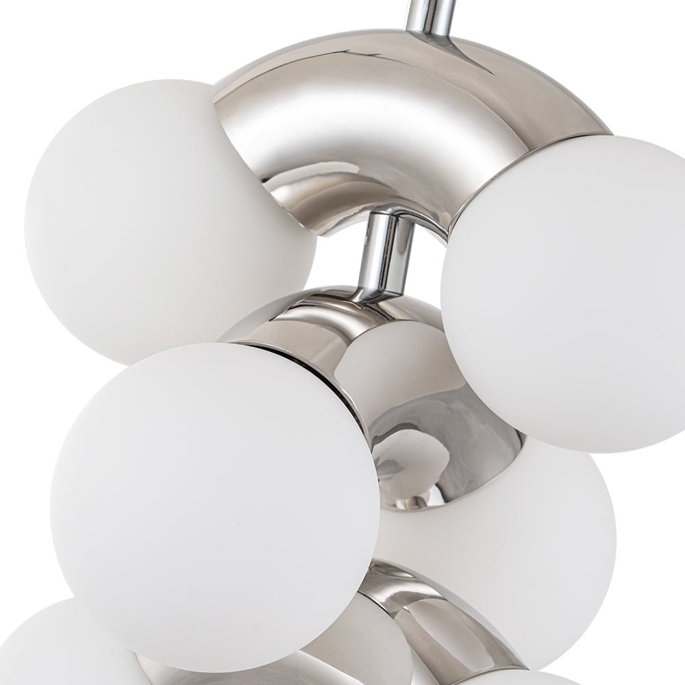 10-Light Pearl Tiered Milky Glass Globe Pendant Light