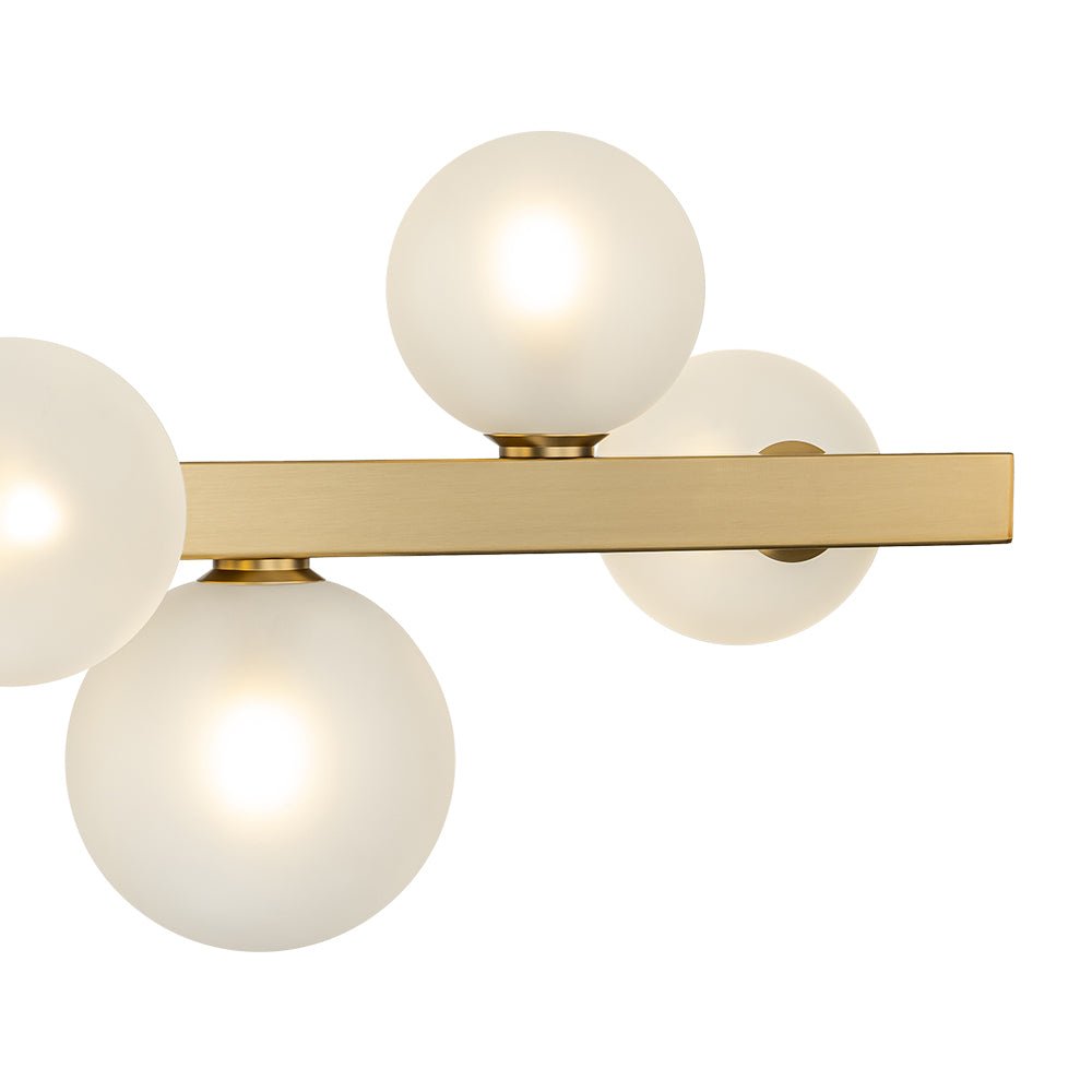 12-Light Brass Frosted Glass Bubble Linear Chandelier