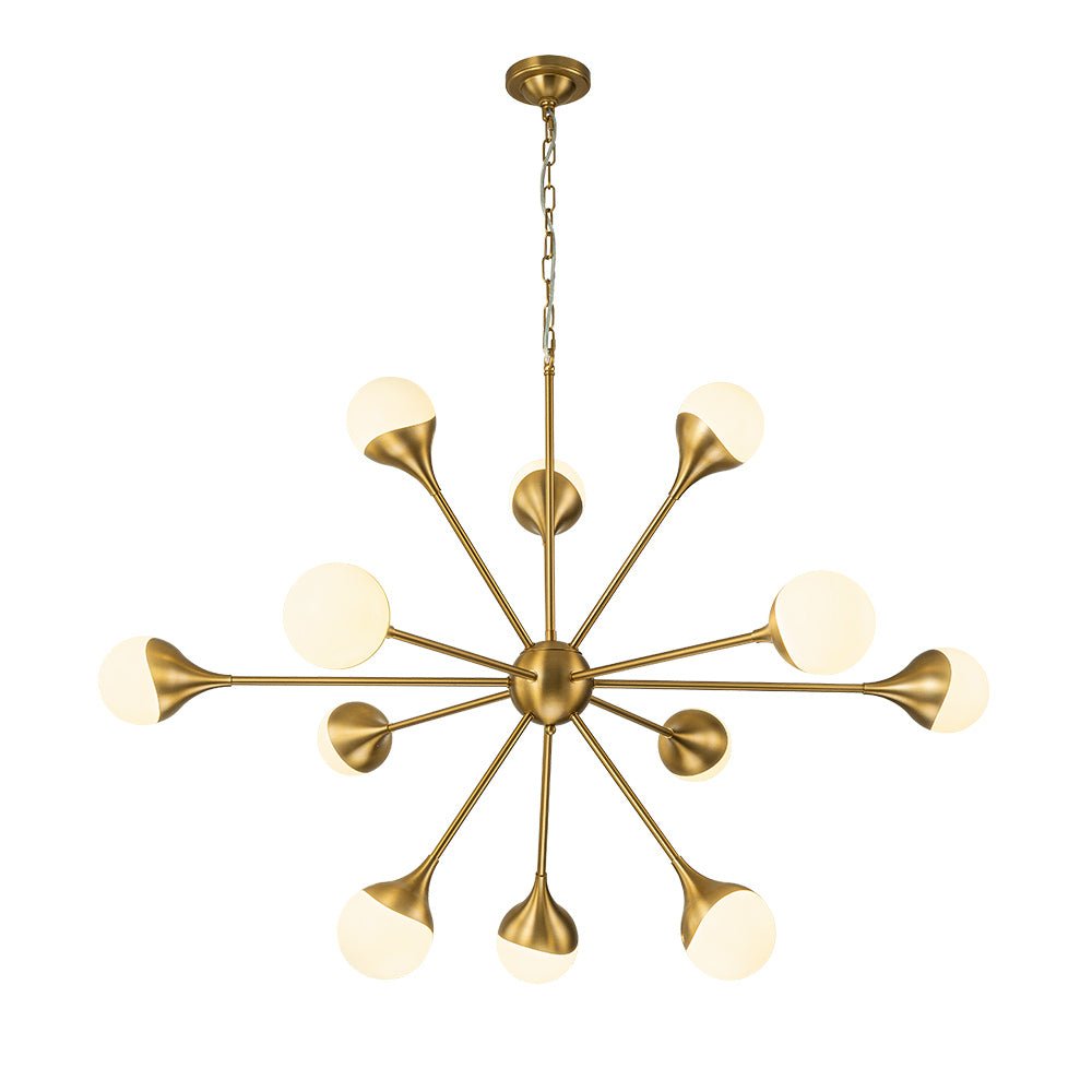 12-Light Opal Glass Globe Sputnik Chandelier