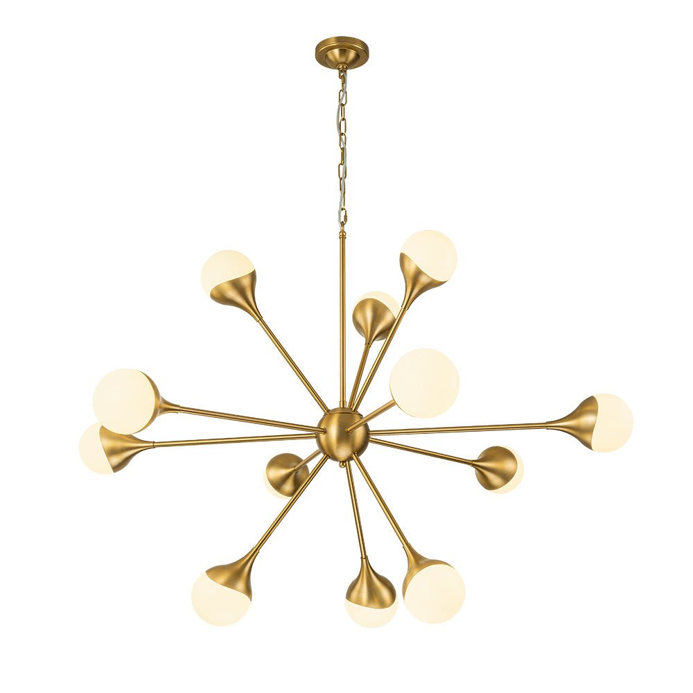 12-Light Opal Glass Globe Sputnik Chandelier