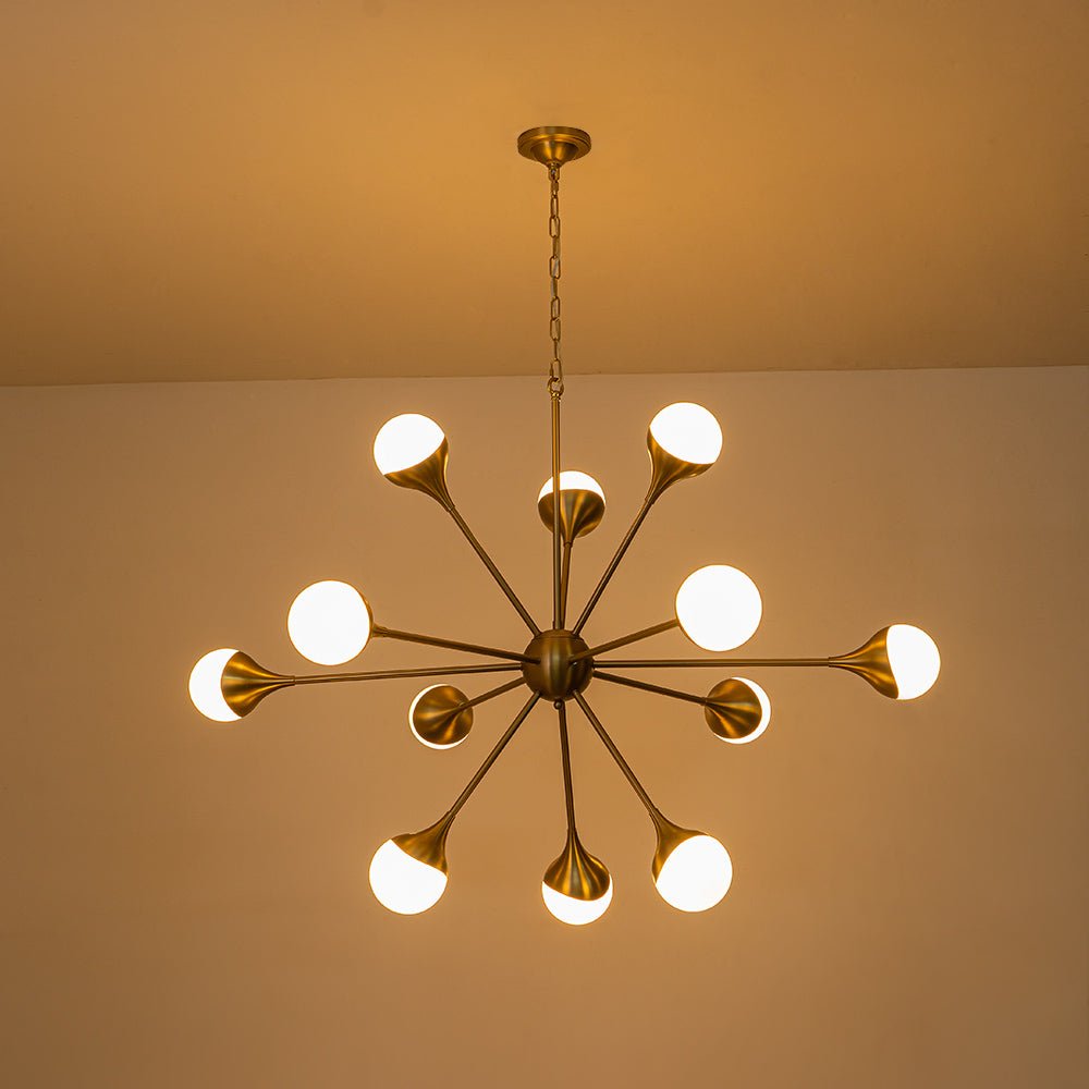 12-Light Opal Glass Globe Sputnik Chandelier