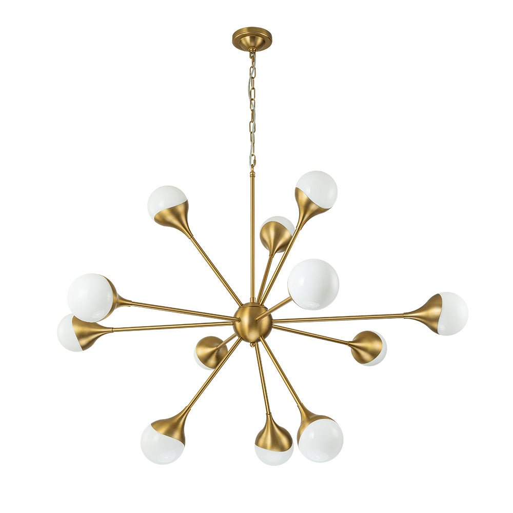 12-Light Opal Glass Globe Sputnik Chandelier