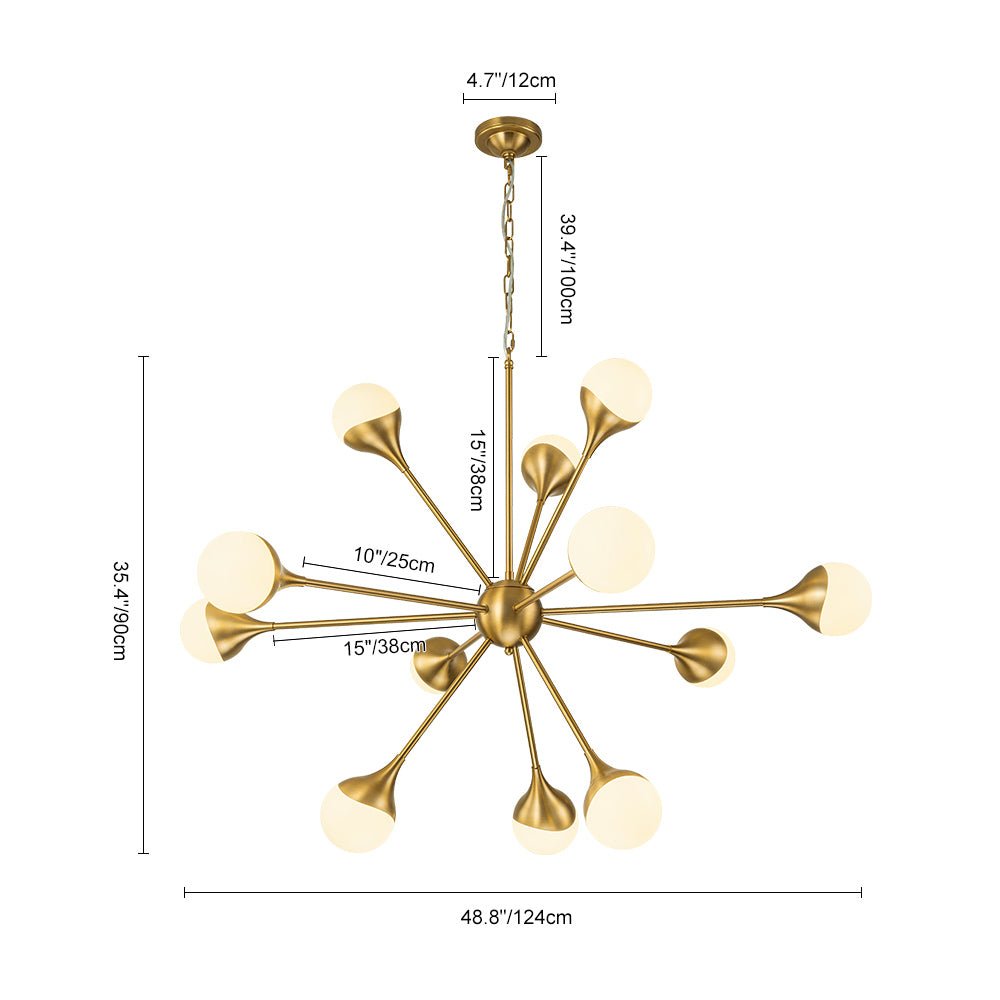 12-Light Opal Glass Globe Sputnik Chandelier