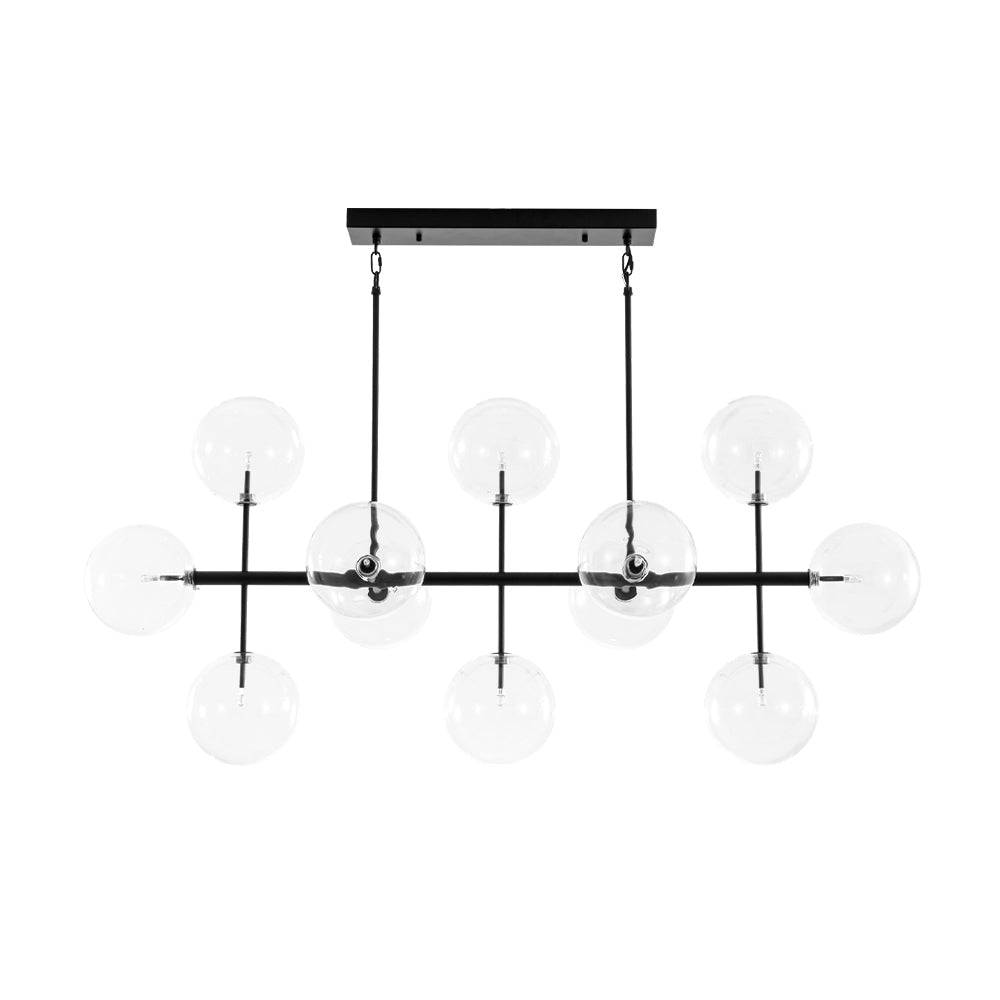 12-Light Sputnik Glass Globe Bubble Linear Island Chandelier