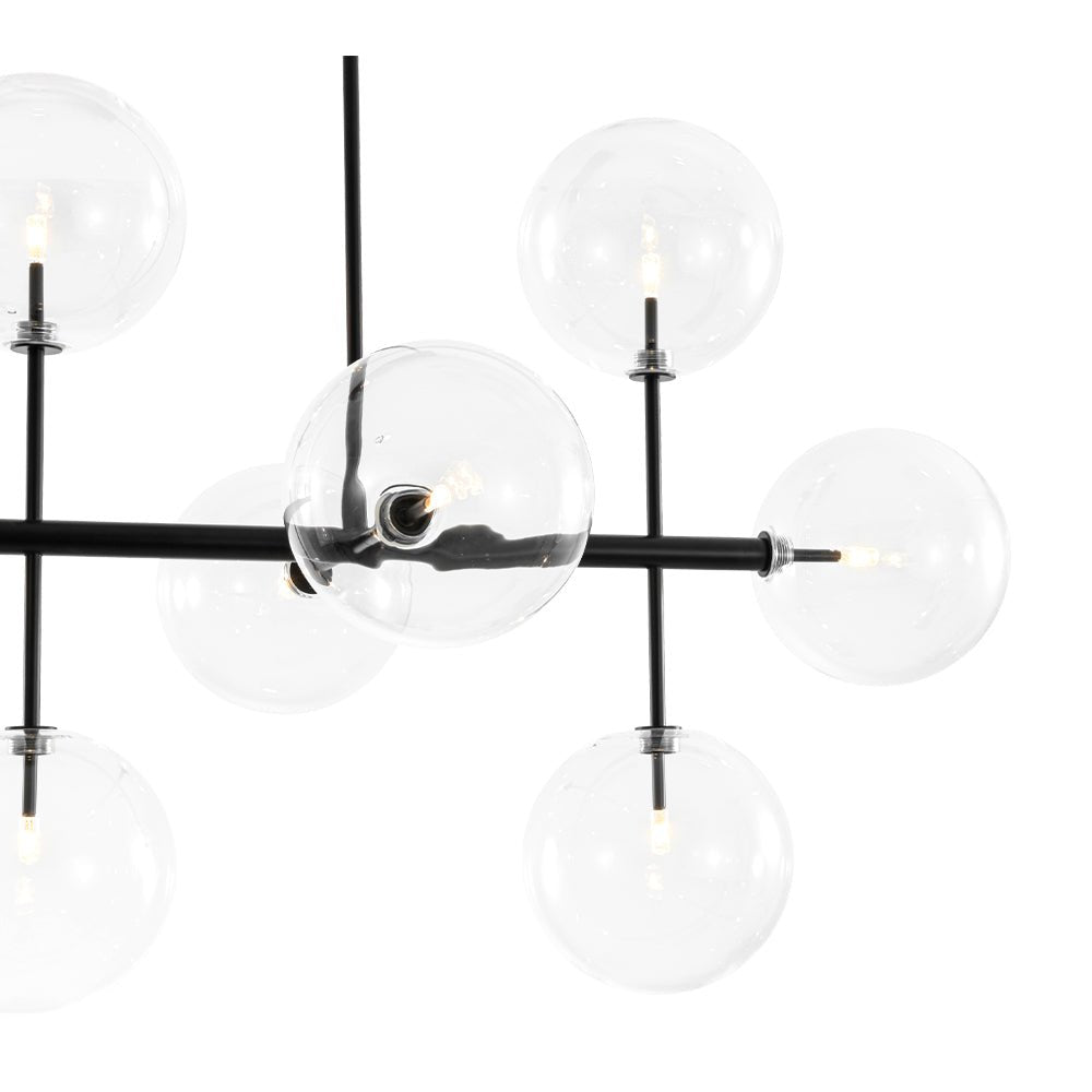 12-Light Sputnik Glass Globe Bubble Linear Island Chandelier