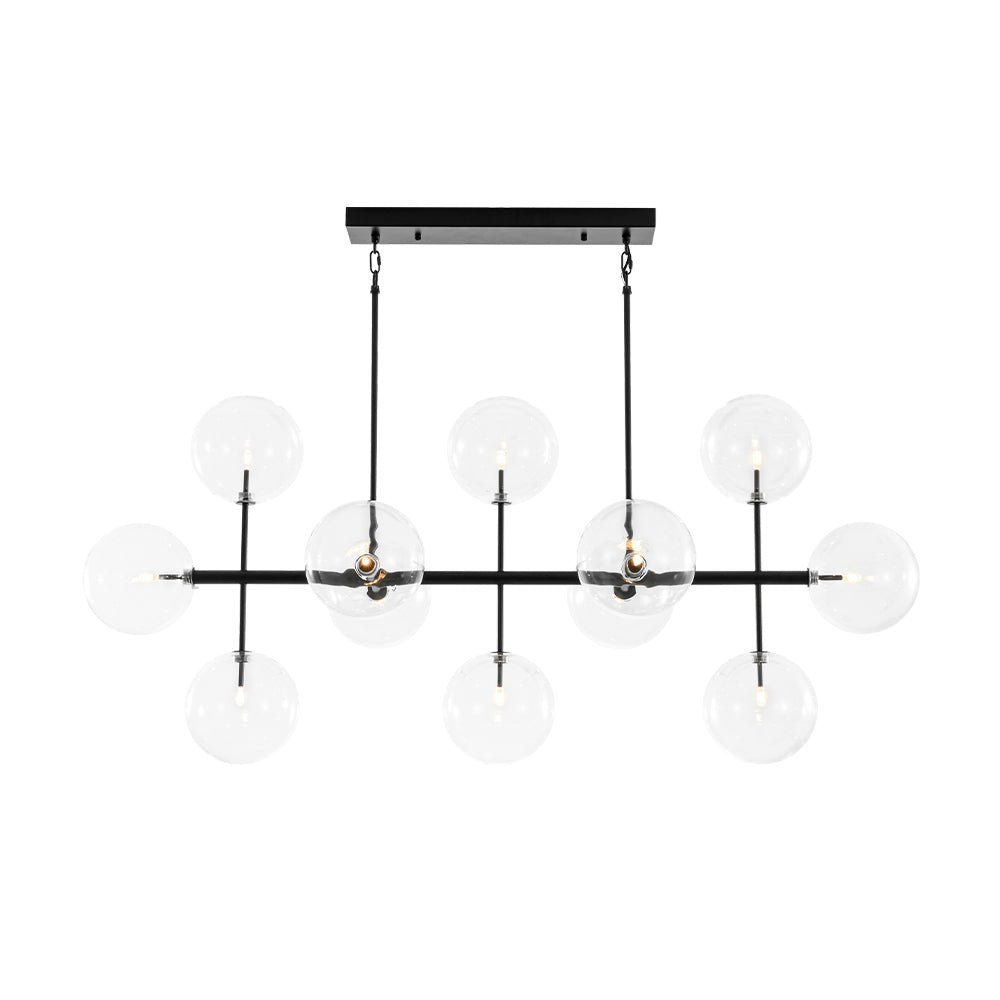 12-Light Sputnik Glass Globe Bubble Linear Island Chandelier