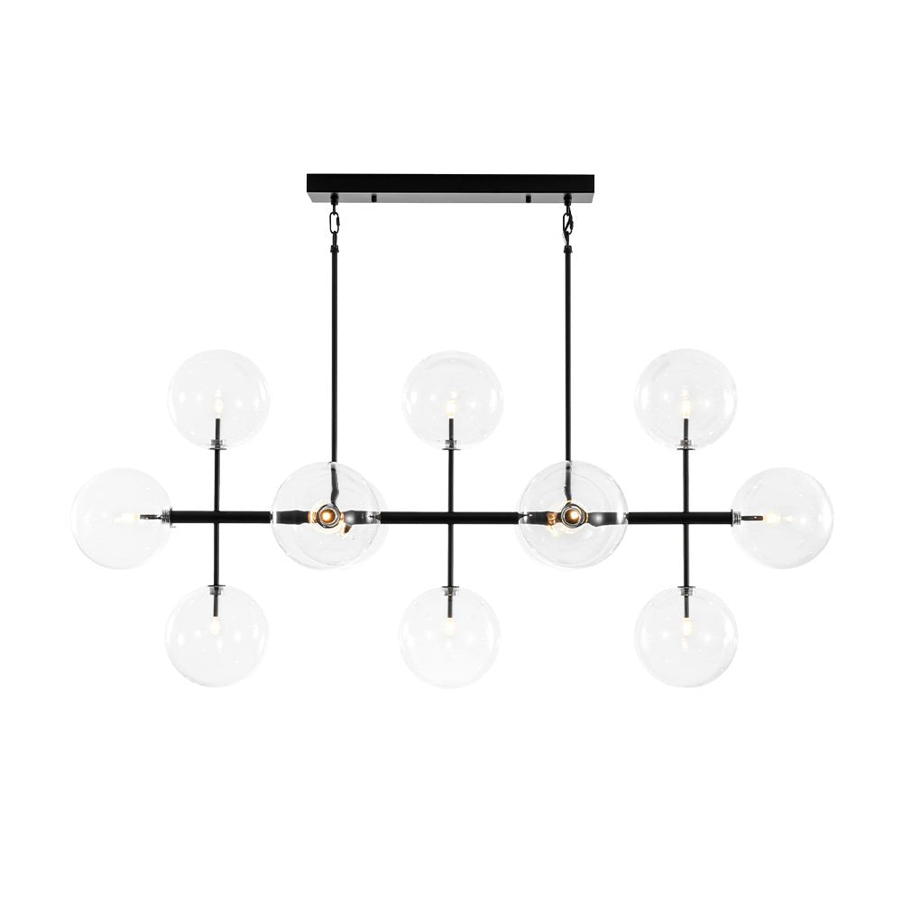 12-Light Sputnik Glass Globe Bubble Linear Island Chandelier