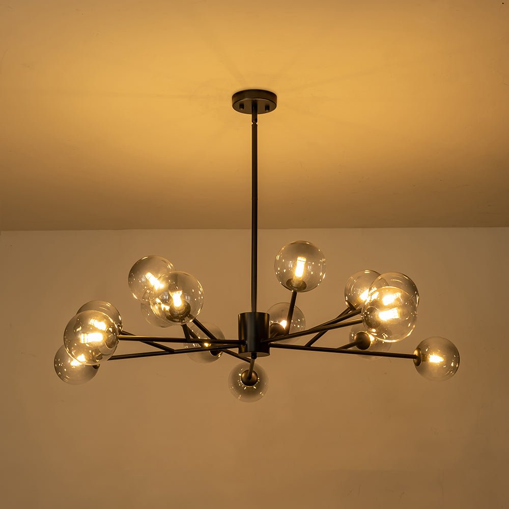15-Light Branch Smoked Glass Globe Bubble Chandelier