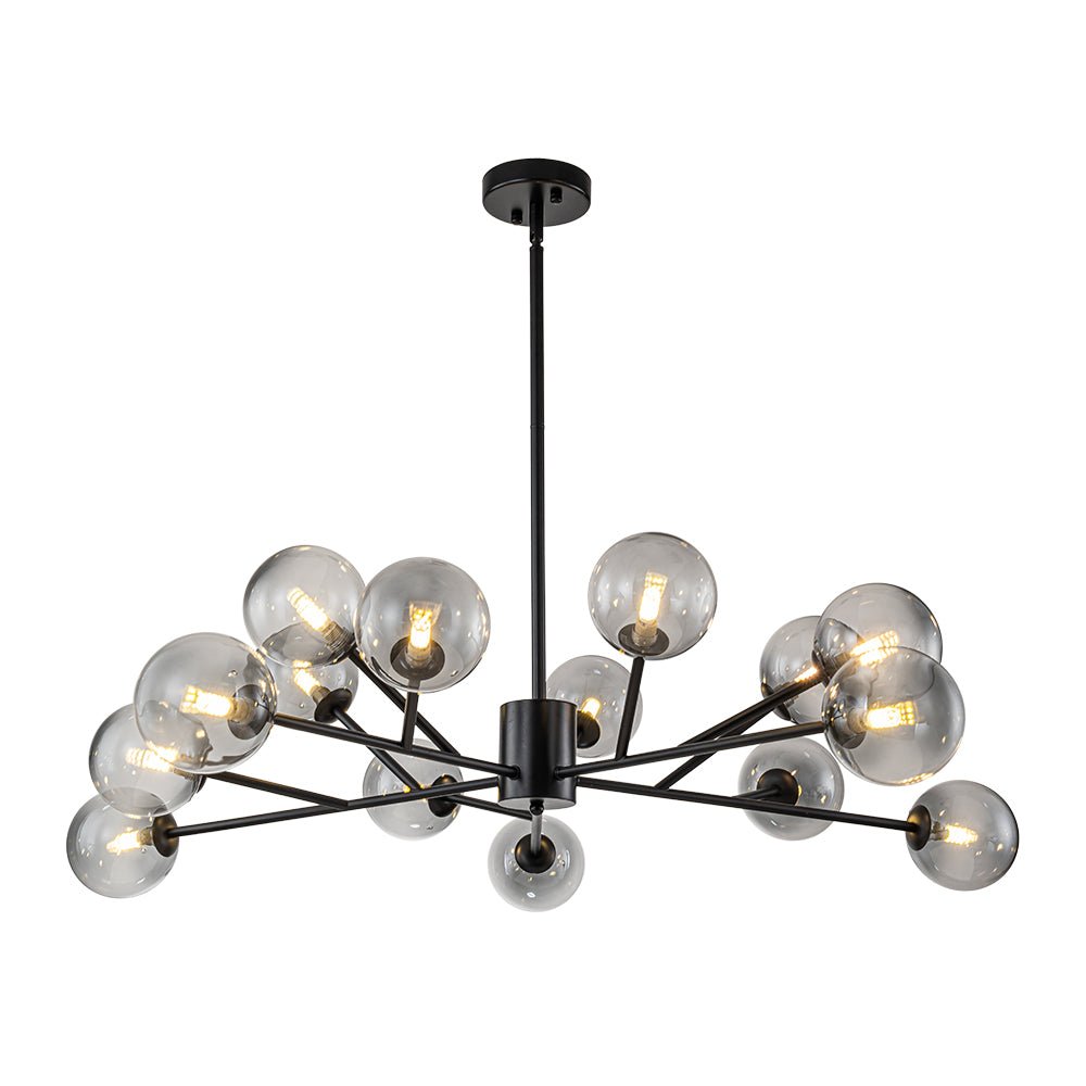 15-Light Branch Smoked Glass Globe Bubble Chandelier