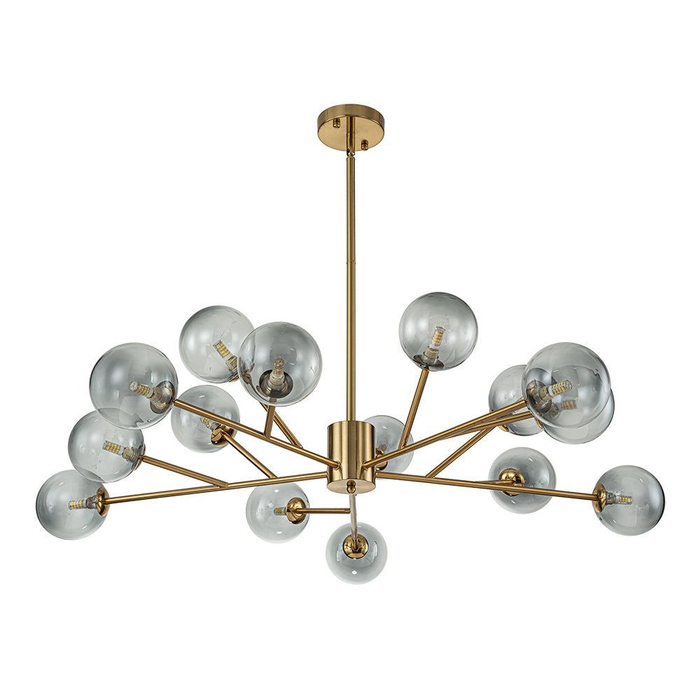 15-Light Branch Smoked Glass Globe Bubble Chandelier