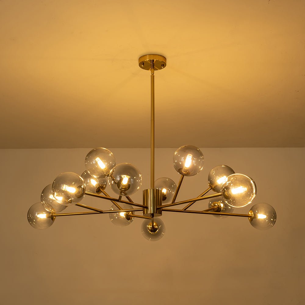 15-Light Branch Smoked Glass Globe Bubble Chandelier