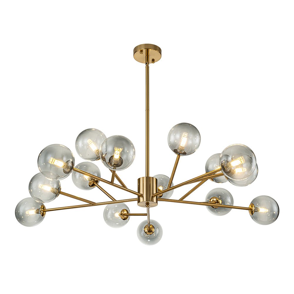 15-Light Branch Smoked Glass Globe Bubble Chandelier