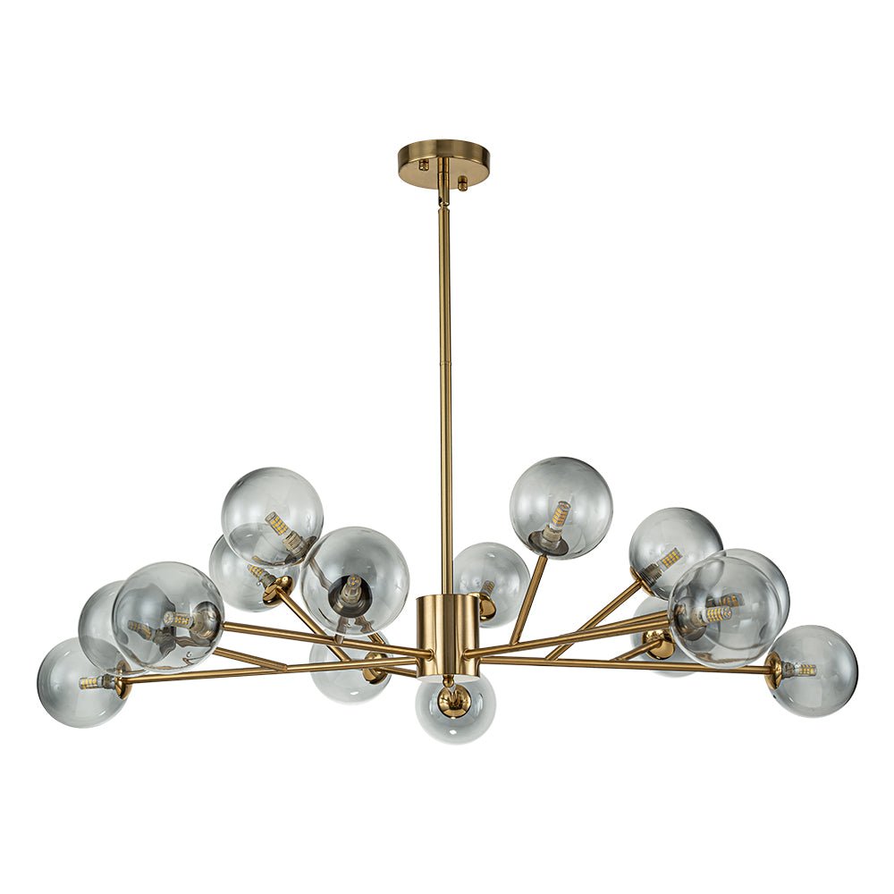 15-Light Branch Smoked Glass Globe Bubble Chandelier