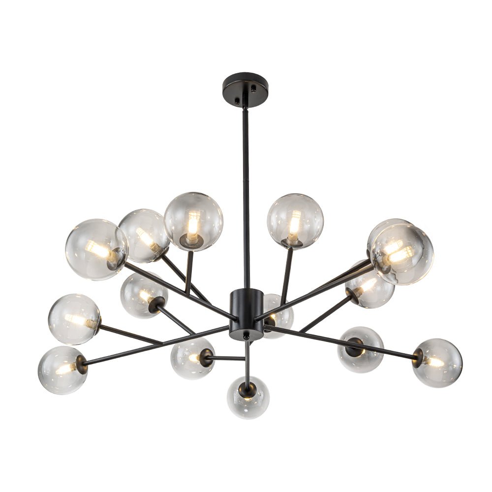 15-Light Branch Smoked Glass Globe Bubble Chandelier