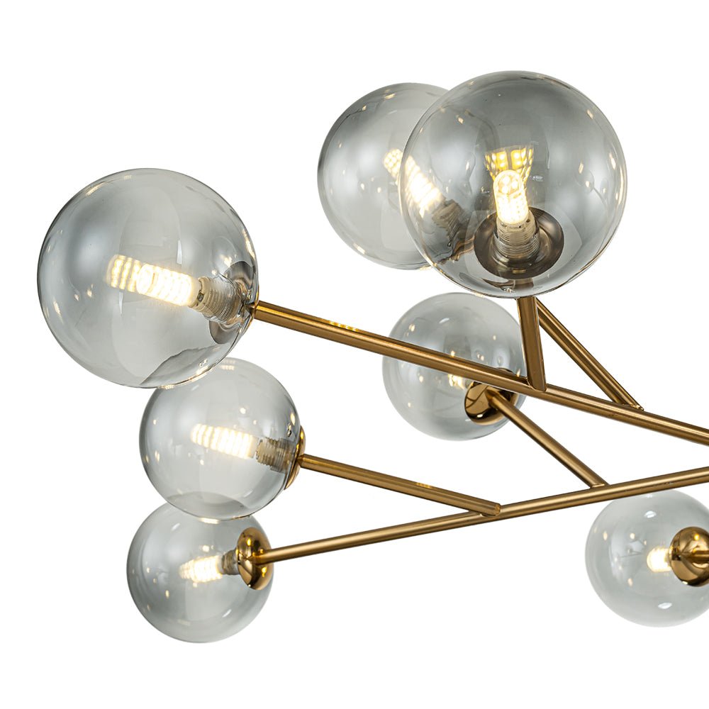 15-Light Branch Smoked Glass Globe Bubble Chandelier