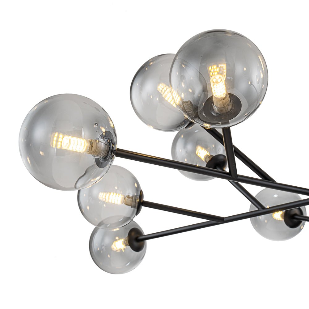15-Light Branch Smoked Glass Globe Bubble Chandelier