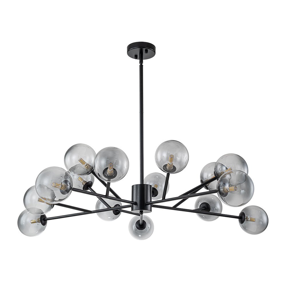 15-Light Branch Smoked Glass Globe Bubble Chandelier
