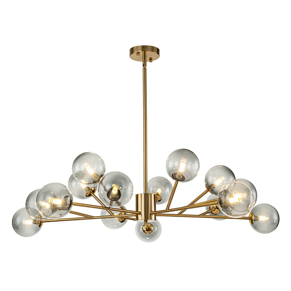 15-Light Branch Smoked Glass Globe Bubble Chandelier